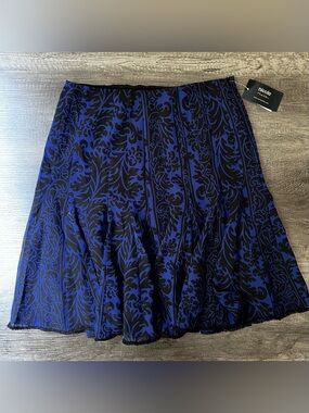 Blue and Black Floral Skater Skirt